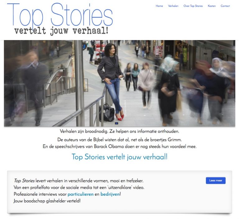 Screenshot van de website Topstories.nl